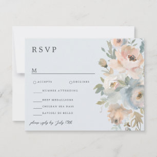 Cottage Garden Pastel Blue Peach Coral RSVP Card