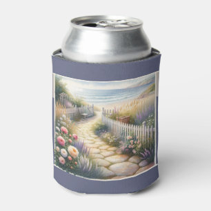 Cottage Garden Path to the Sea Can Cooler