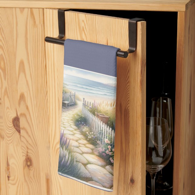 Cottage Garden Path to the Sea Tea Towel (Thirds Fold)