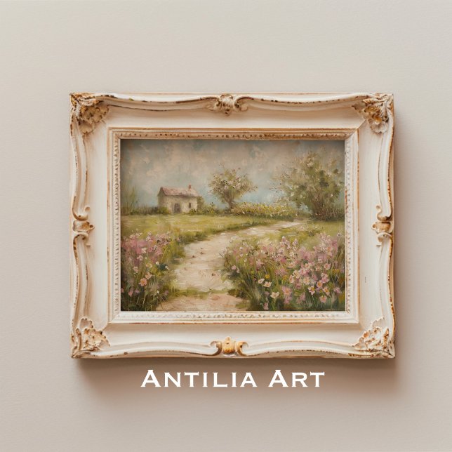 Cottage Garden Pathway Painting Spring Landscape Poster (Creator Uploaded)