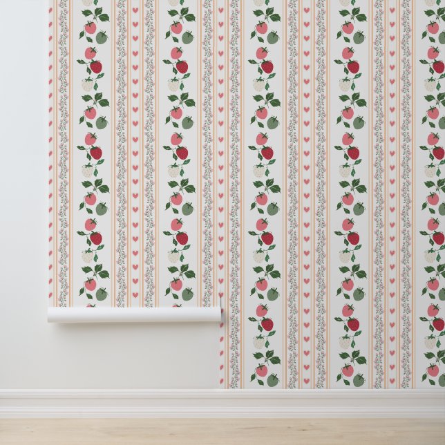 Cottage Garden strawberry Pattern Wallpaper (Application)