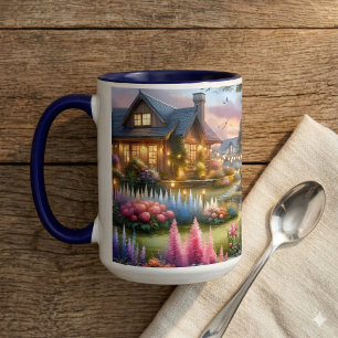 Cottage Garden Stream at Sunset Mug