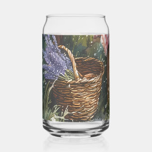 Cottage Garden Tea Morning Watercolor Can Glass