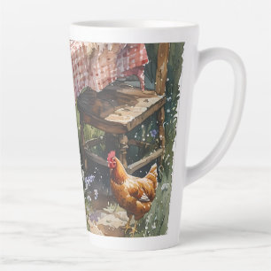Cottage Garden Tea Morning Watercolor Latte Mug