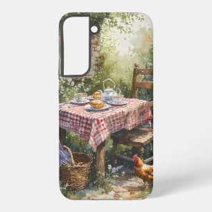 Cottage Garden Tea Morning Watercolor Samsung Galaxy Case