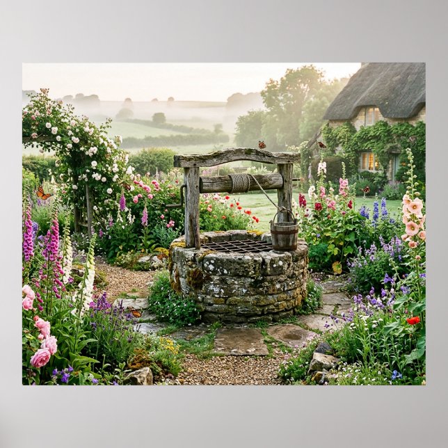 Cottage Garden Well Poster (Front)