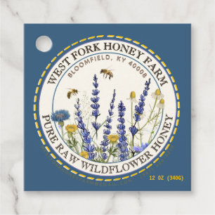 Cottage Garden Wild Meadow Honey Honeybees Blue Favour Tags