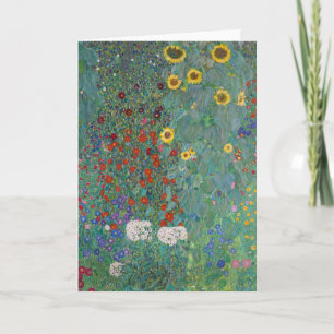 Cottage Garden with Sunflowers   Gustav Klimt Card