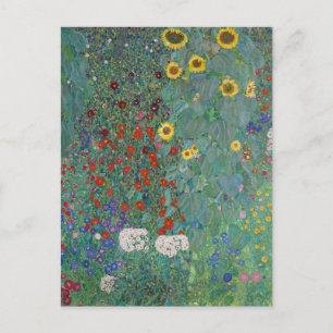 Cottage Garden with Sunflowers   Gustav Klimt Postcard
