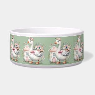 Cottage Goose Floral House Scene