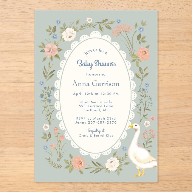 Cottage Goose Lake Acrylic Invitations (Front)