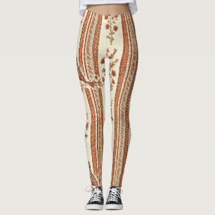 Cottage Hen Toile Terracotta Floral Pattern Leggings