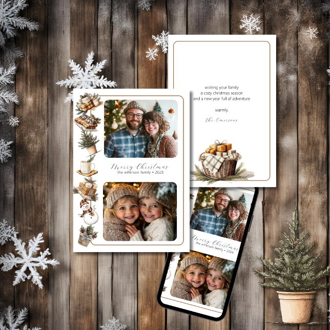 Cottage Hygge Two Photo Christmas Card (Creator Uploaded)