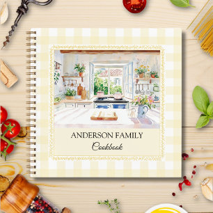 Cottage Kitchen Yellow Gingham Family Recipe Notebook