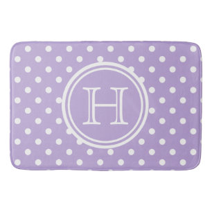Cottage Lavender and White Polka Dot Monogram Bath Mat