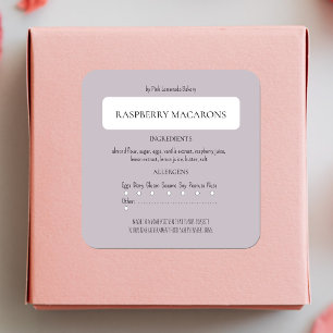 Cottage Law Bakery Ingredient and Allergen Label