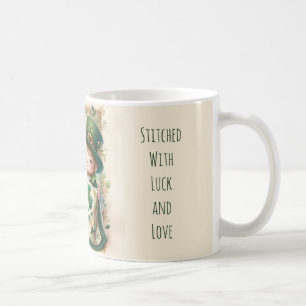 Cottage Leprechaun Patchwork Quilt Scene Coffee Mug