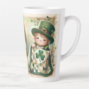 Cottage Leprechaun Patchwork Quilt Scene Latte Mug