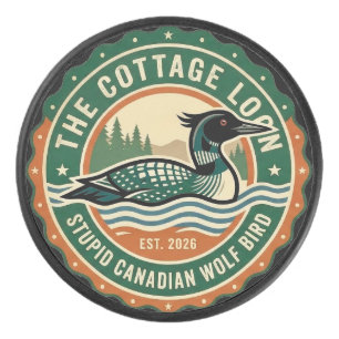 Cottage Loon Stupid Canadian Wolf Bird Hockey Puck