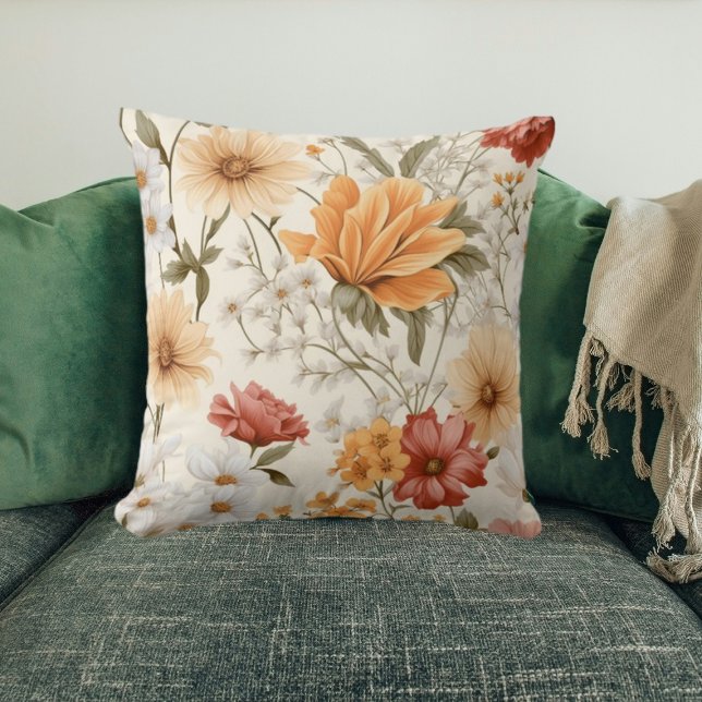 Cottage Meadow Colourful Wildflowers Cushion (Creator Uploaded)