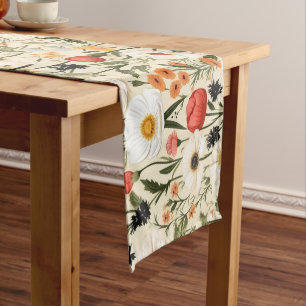 Cottage Meadow Colourful Wildflowers # Short Table Runner
