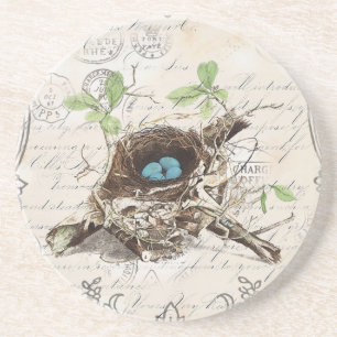 Cottage modern vintage french country bird nest coaster