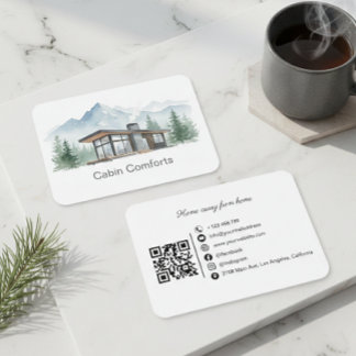 Cottage Mountain Cabin Rental QR Code Business Card