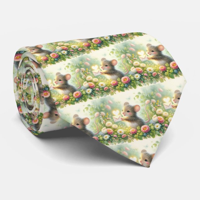 Cottage Mouse Love Letter Meadow Tie (Rolled)