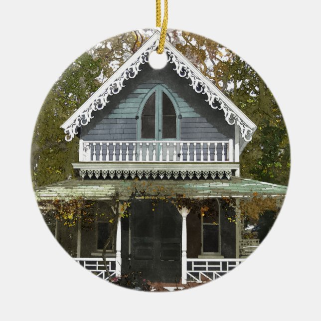 Cottage on Martha's Vineyard Ceramic Ornament (Front)