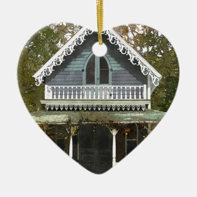 Cottage on Martha's Vineyard Ceramic Ornament (Front)
