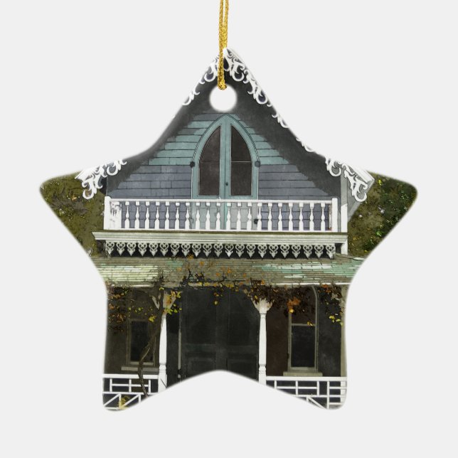 Cottage on Martha's Vineyard Ceramic Ornament (Front)