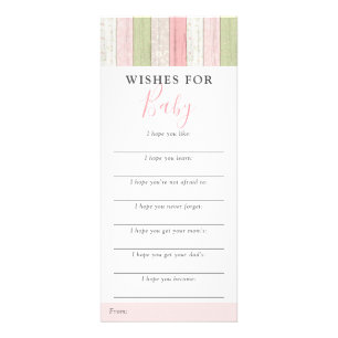Cottage Pink Wishes For Baby Shower Game Rack Card