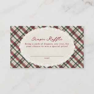 Cottage Plaid Baby Shower Diaper Raffle Enclosure Card
