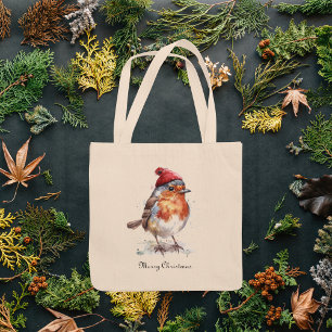 Cottage Robin Christmas Market Style Tote Bag