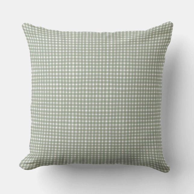 Cottage Style Sage Green Gingham Classic  Cushion (Front)