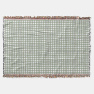 Cottage Style Sage Green Gingham Classic  Throw Blanket