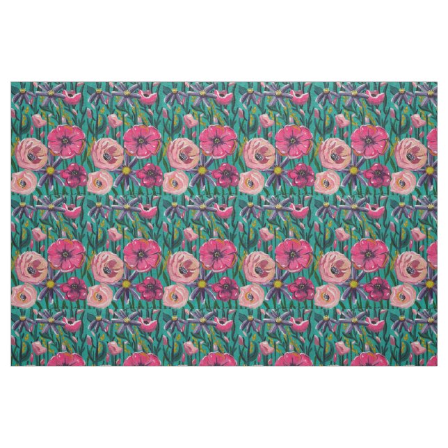 Cottage Summer in Aqua Fabric (Fat Quarter)
