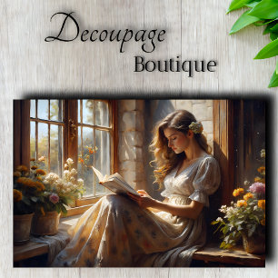 Cottage Window Reverie Romantic Reading Decoupage Tissue Paper