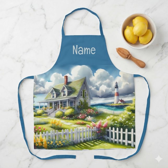 Cottage With View Of The Lighthouse Apron (Cottage With View Of The Lighthouse Apron On Counter)