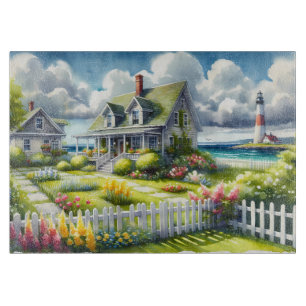 Cottage With View Of The Lighthouse Cutting Board