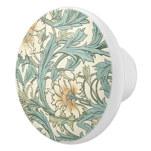 Cottagecocre vintage Ivory floral Neutral pattern Ceramic Knob