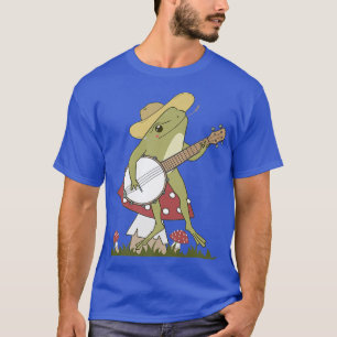 Cottagecore Aesthetic Cute Frog On Mushroom Playin T-Shirt