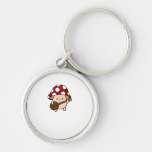 Cottagecore Aesthetic Cute Mushroom Playing Banjo Key Ring