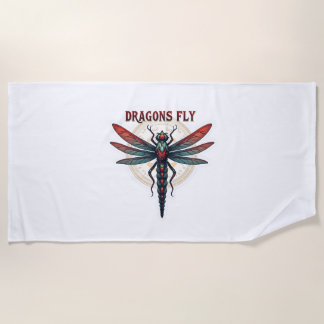Cottagecore Aesthetic Dragonfly Mushroom Witchy Fl Beach Towel