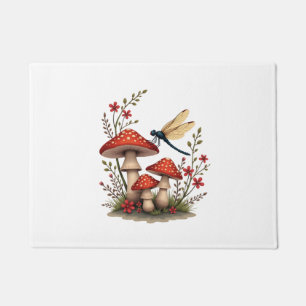 Cottagecore Aesthetic Dragonfly Mushroom Witchy Fl Doormat