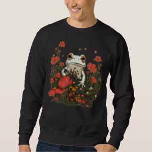 Cottagecore Aesthetic Frog in Forest and Flowers S Sweatshirt