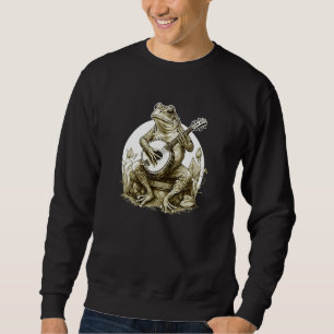 Cottagecore Aesthetic Frog Playing Banjo on Mushro Sweatshirt