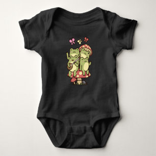 Cottagecore Aesthetic Frog with banjo Mushroom Baby Bodysuit