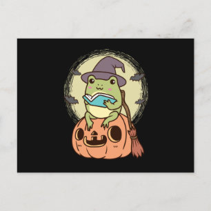Cottagecore Aesthetic Frog with Witch Hat Postcard
