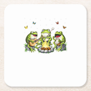 Cottagecore Aesthetic Frogs Camping Forest Goblinc Square Paper Coaster